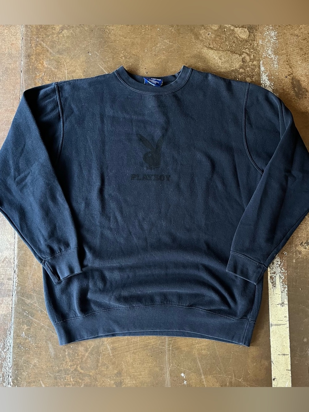 Vintage Y2K Unisex Playboy Bunny Navy Black Logo Crewneck Sweatshirt Large L